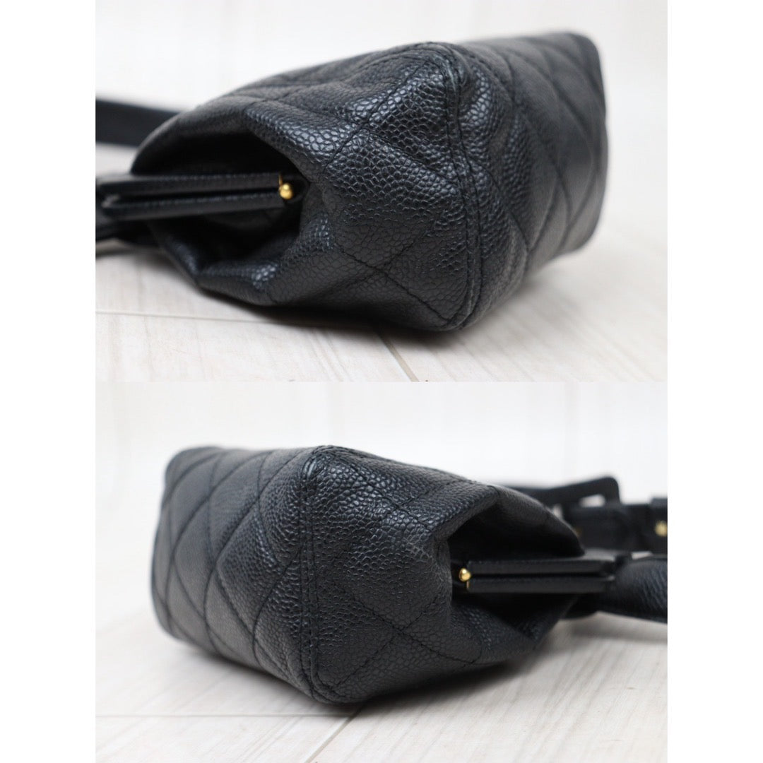 Rank AB ｜ CHANEL  Caviar Skin  Waist Bag Black Made In 1996-1997Year ｜Y24051707