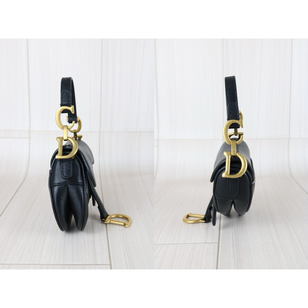 Very Good ( Rank A)｜Dior Trotter Saddle Calf Leather Mini Mini HandBag  Black ｜S25103007