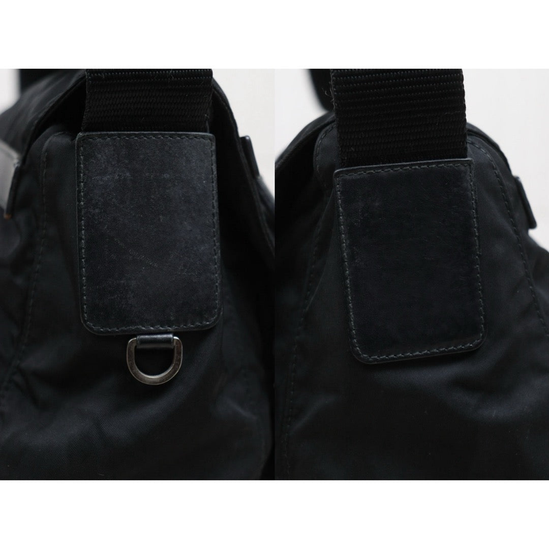 Include Entrupy Certificate of Authenticity｜Good ( Rank AB) ｜Prada  Nylon Black Shoulder Bag  Silver Hardware｜26050709