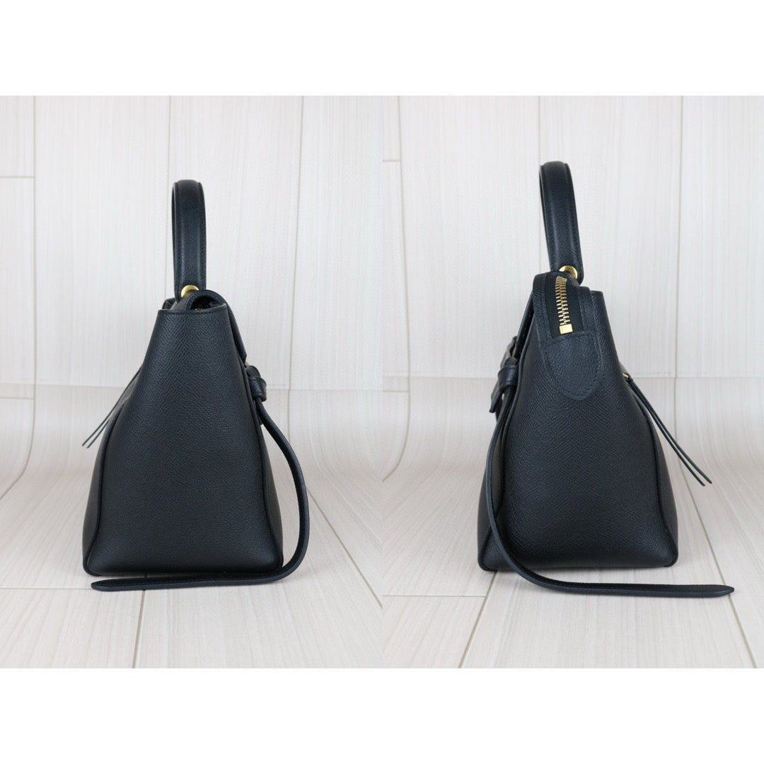 Good ( Rank AB)｜CELINE Leather Calf Belt Micro Handbag Shoulder Bag Black｜B25041505
