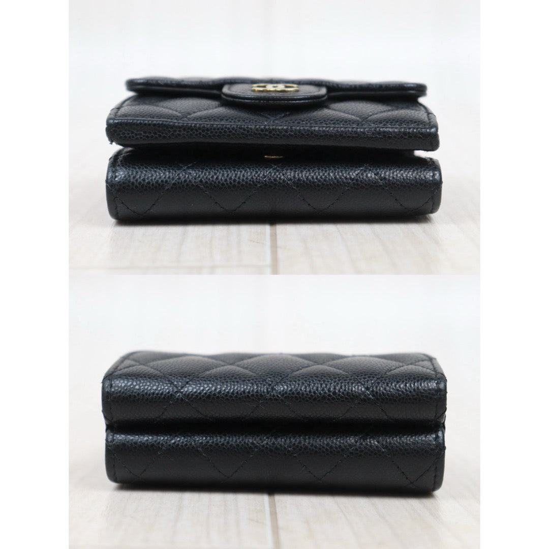 Good ( Rank AB)｜Chanel Caviar Skin Black Wallet IC Chips Model ｜25082205