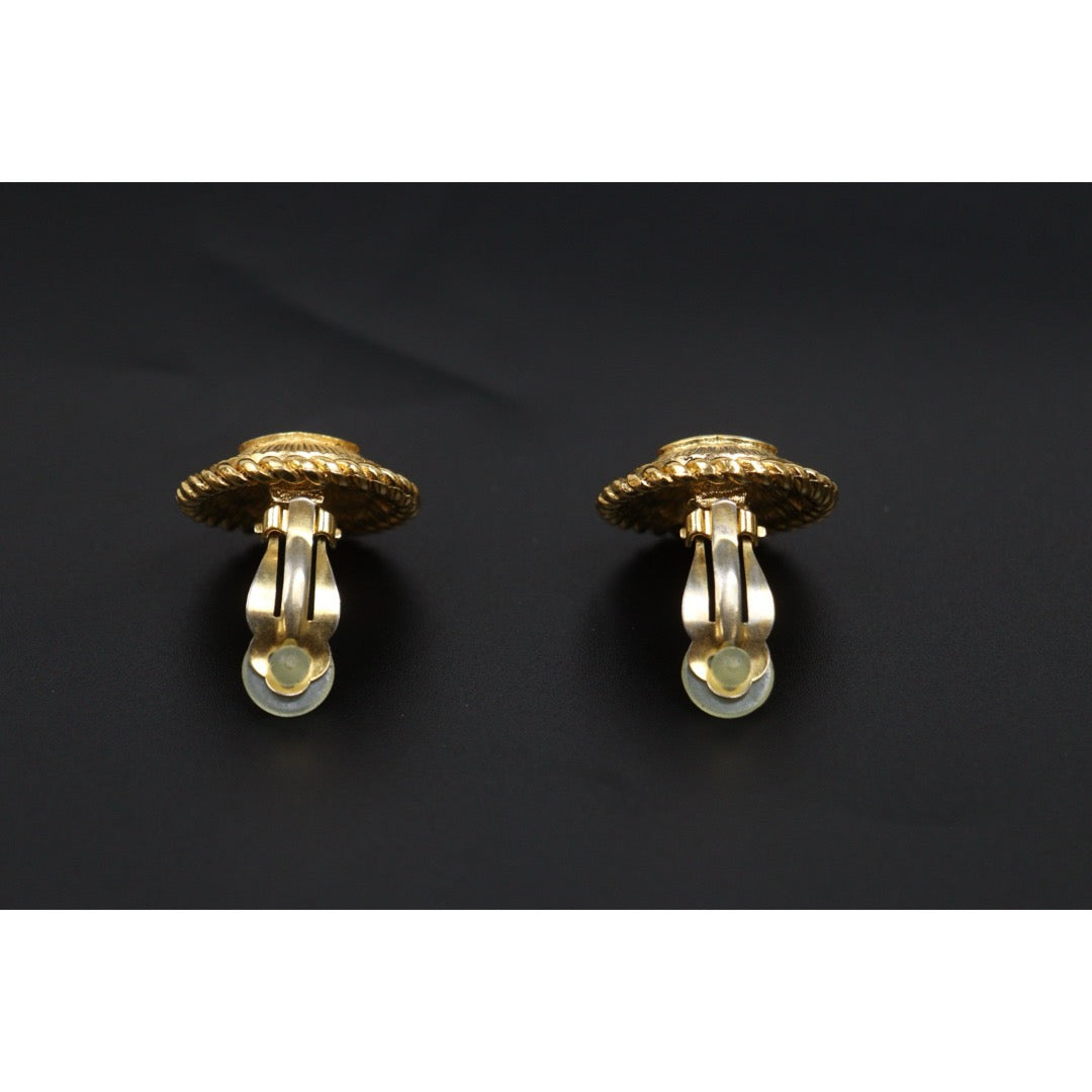 Include Authentic Detective Certificate of Authenticity｜Good ( Rank AB) ｜ CHANEL Coco Mark  Weave Gold Earrings ｜Y26040714