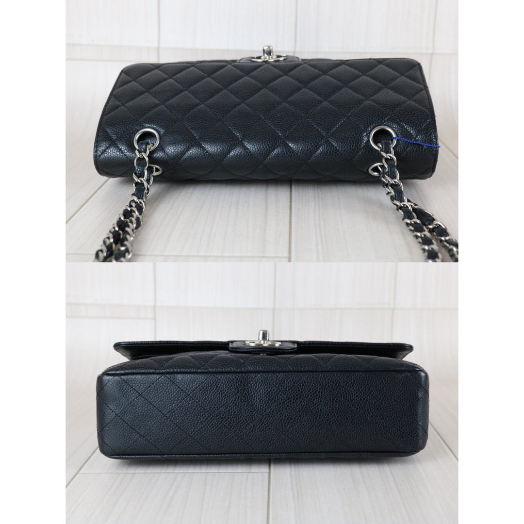 Good ( Rank AB)｜ CHANEL Caviar Skin Matrasse Double Flap 25 Shoulder Bag Black Made In 2009-2010 Year  ｜S25112907