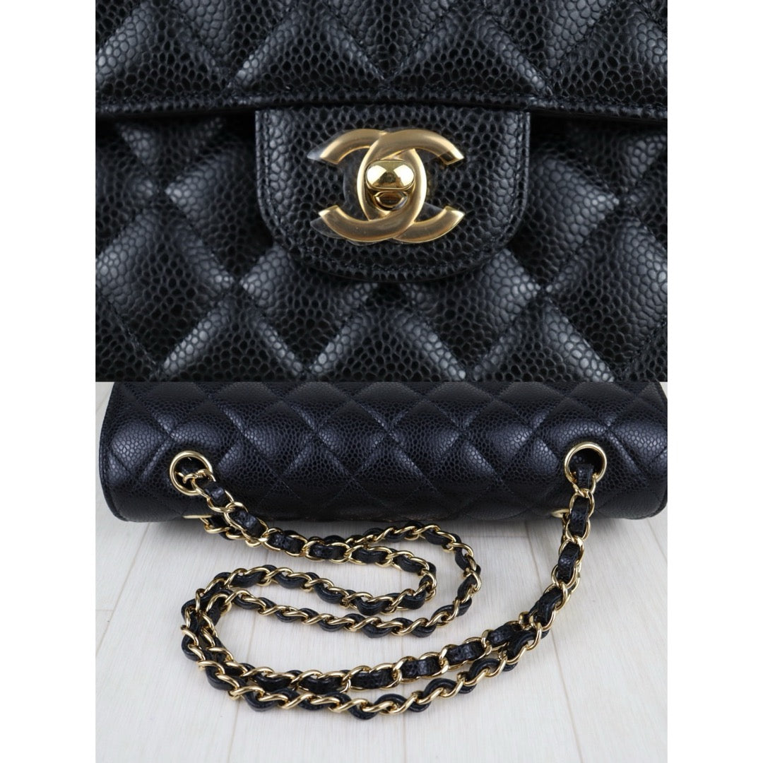 Excellent（Rank SA）｜ Full Set CHANEL Caviar Skin Matrasse Double Flap 25 Shoulder Bag Black Made In 2020-2021Year｜S25101102