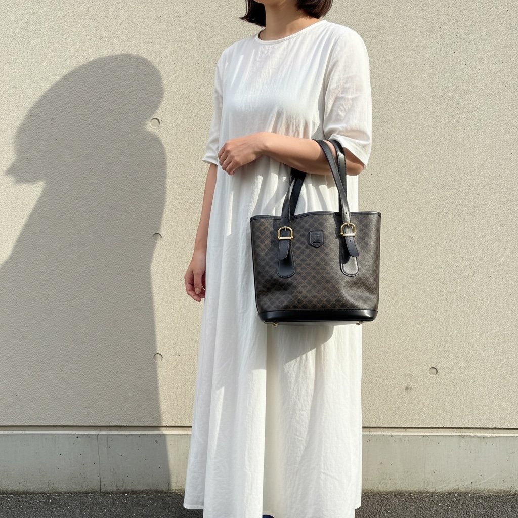 Include Entrupy Certificate of Authenticity｜Good ( Rank AB)｜CELINE Macadam Tote Bag  Black｜26040204