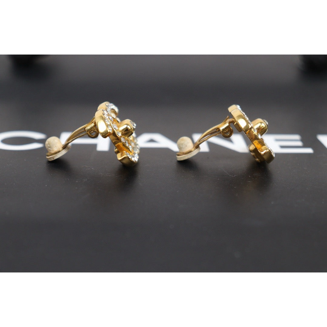 Very Good ( Rank A) ｜CHANEL Vintage 18K Gold Plating Rhinestone Earrings  ｜25013119