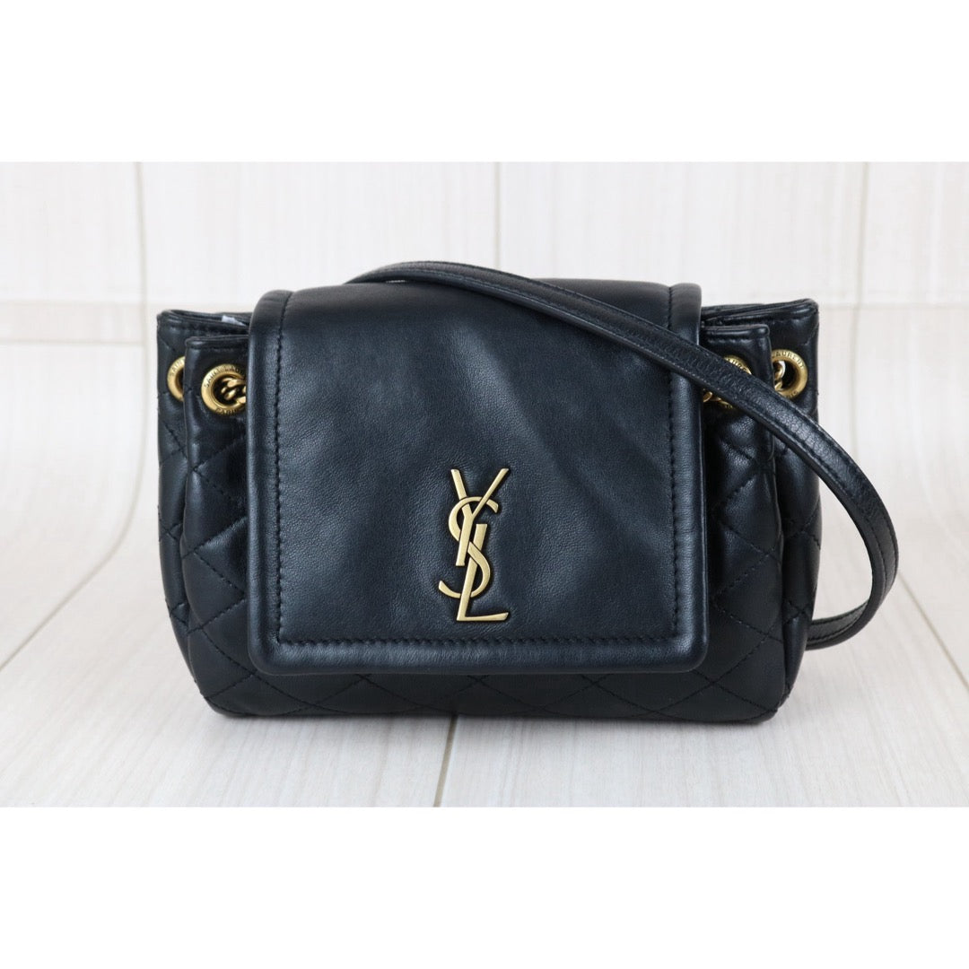 Include Entrupy Certificate of Authenticity｜Very Good ( Rank A)｜  Saint Laurent YSL Nolita Mini Shoulder Bag Black ｜S26042506