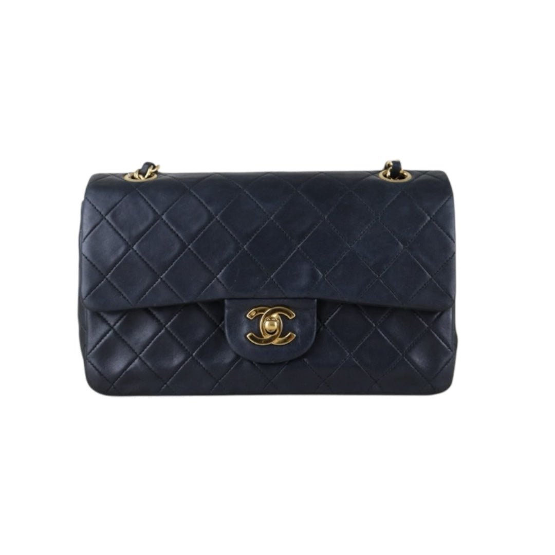 Include Entrupy Certificate of Authenticity｜Good ( Rank AB)｜ CHANEL Lamb Skin Matrasse Chain Double Flap 25 Shoulder Bag  Black Made In 1989-1991 Year｜S26083009