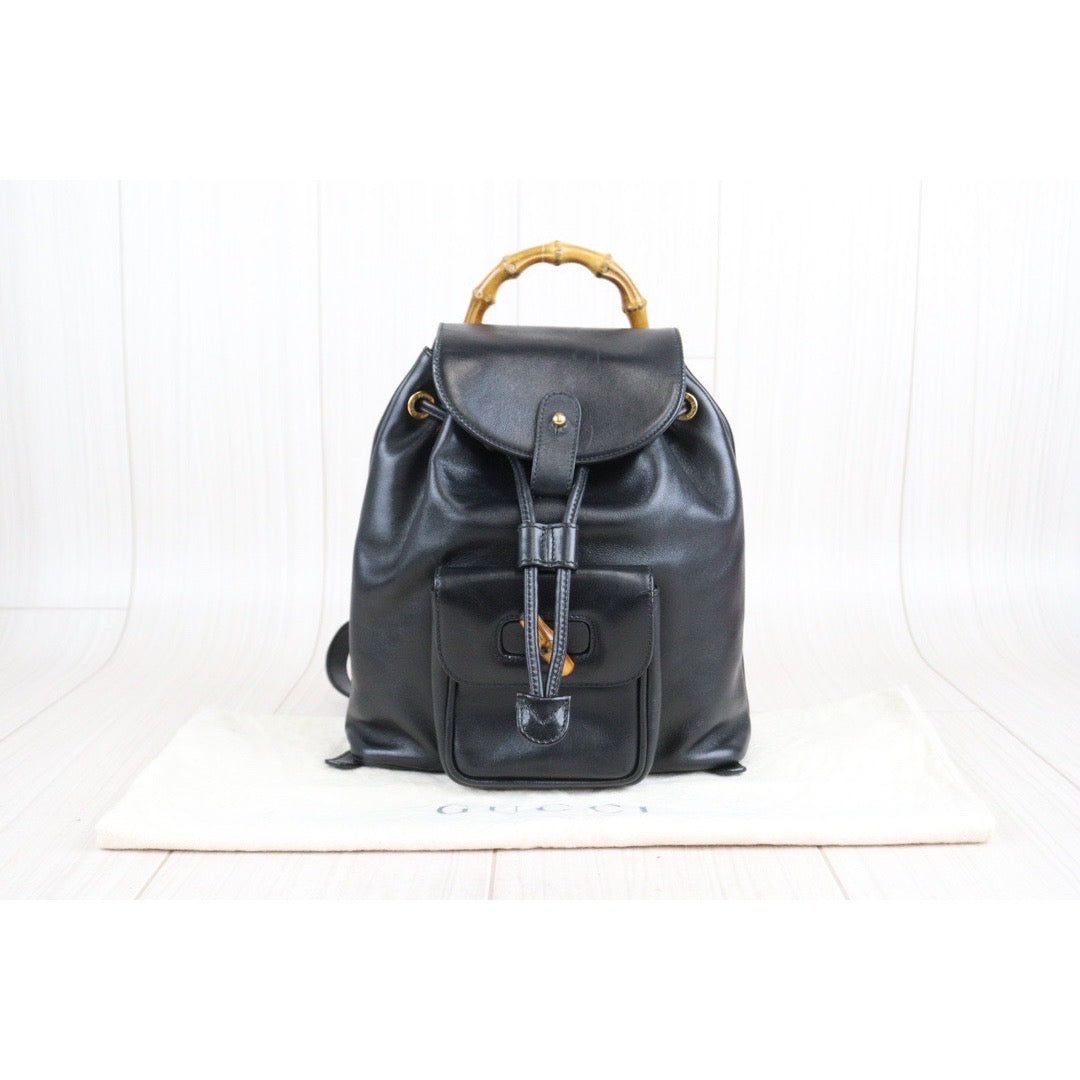 Rank A ｜ GUCCI Bamboo Leather Mini Backpack Back｜23101207