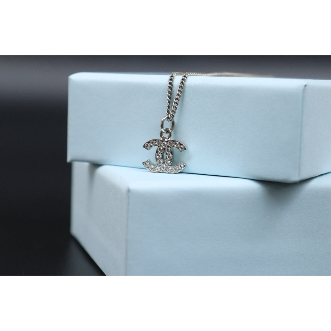 Very Good ( Rank A)｜CHANEL COCO Mark Rhinestone Necklace Silver｜V25071018