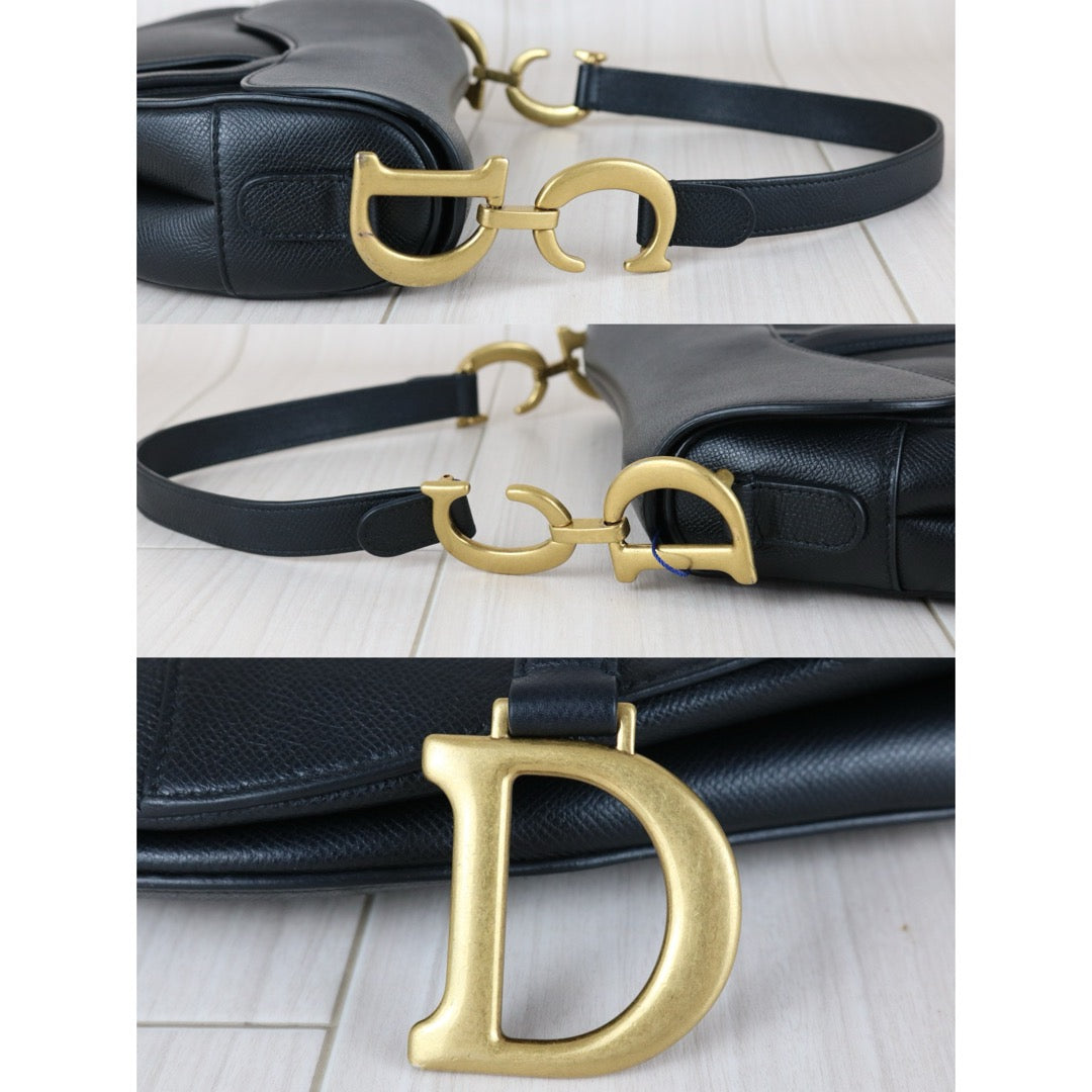 Very Good ( Rank A)｜Dior Trotter Saddle Shoulder Bag Medium Black Current Model｜S25090403