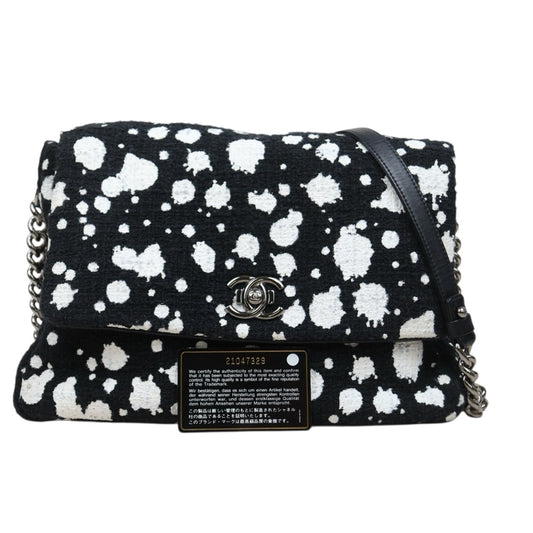 Very Good ( Rank A)｜ CHANEL Tweed Splashed Ink Single Flap 28 Shoulder Bag Made in 2015-2016Year｜Y25112503