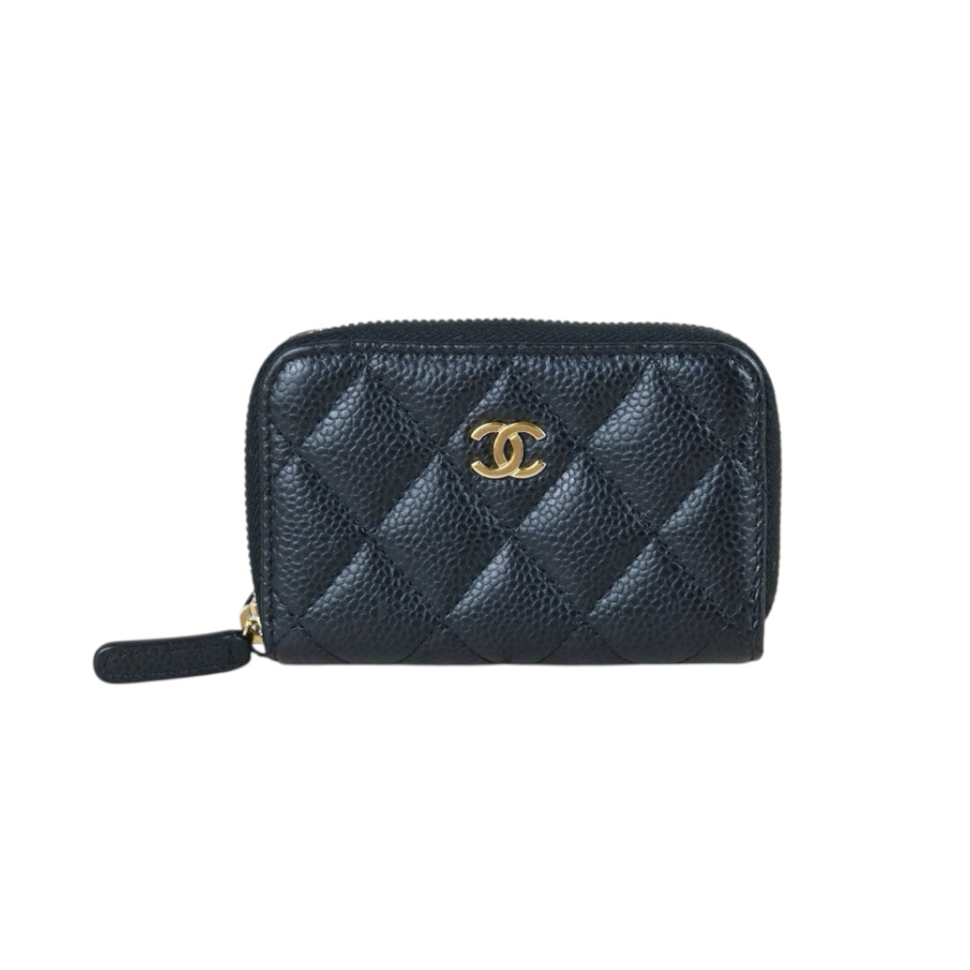 Include Entrupy Certificate of Authenticity｜Very Good ( Rank A)｜CHANEL Caviar Skin Black Zipper Wallet Made In 2018Year｜X26061803