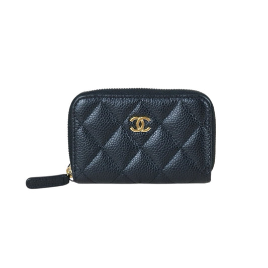 Include Entrupy Certificate of Authenticity｜Very Good ( Rank A)｜CHANEL Caviar Skin Black Zipper Wallet Made In 2018Year｜X26061803