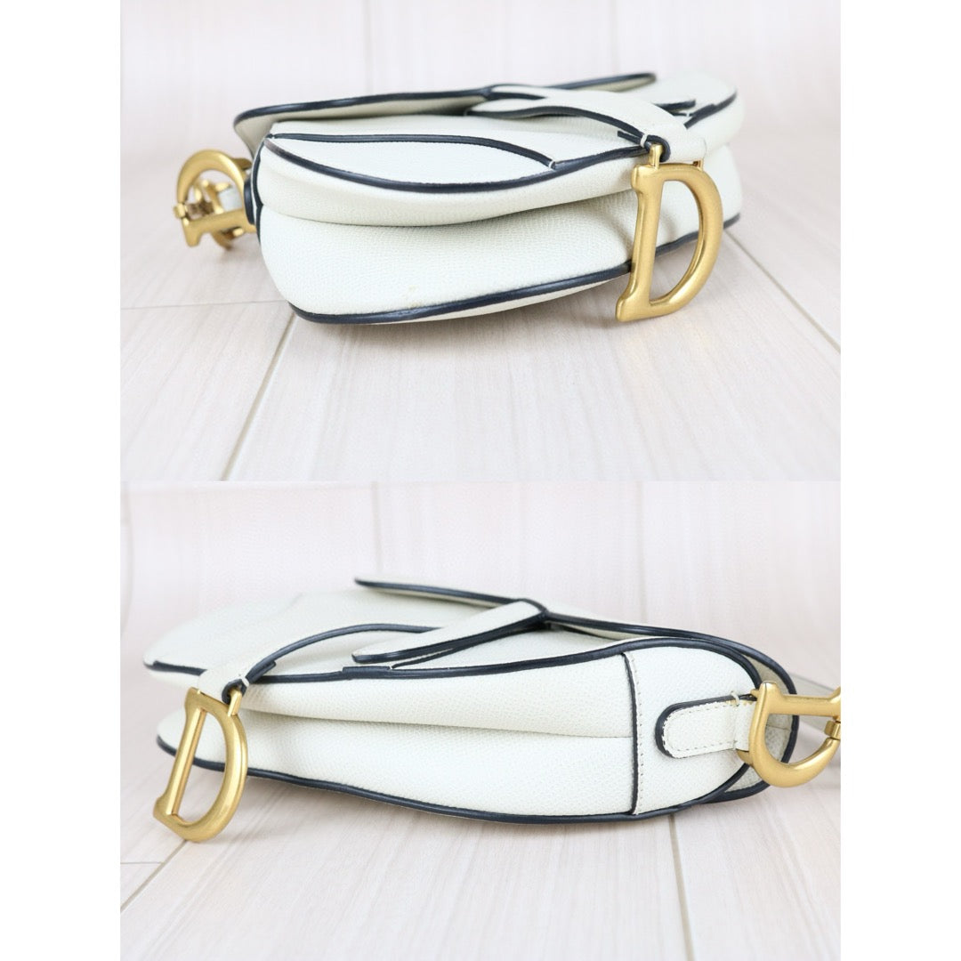 Good ( Rank AB)｜  Dior Calfskin Medium Saddle Bag White   ｜B25041501