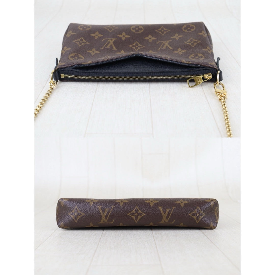 Include Entrupy Certificate of Authenticity｜Good ( Rank AB)｜ Louis Vuitton Monogram  Mini Pallas Cluth With Shoulder Bag Black｜S26052205