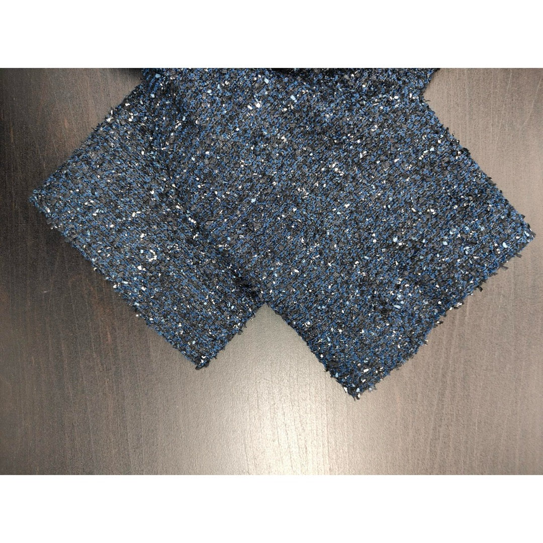 Very Good ( Rank A) ｜ CHANEL 12P Acrylic Embroidery Dark Blue Coat 38 Size｜W25102110