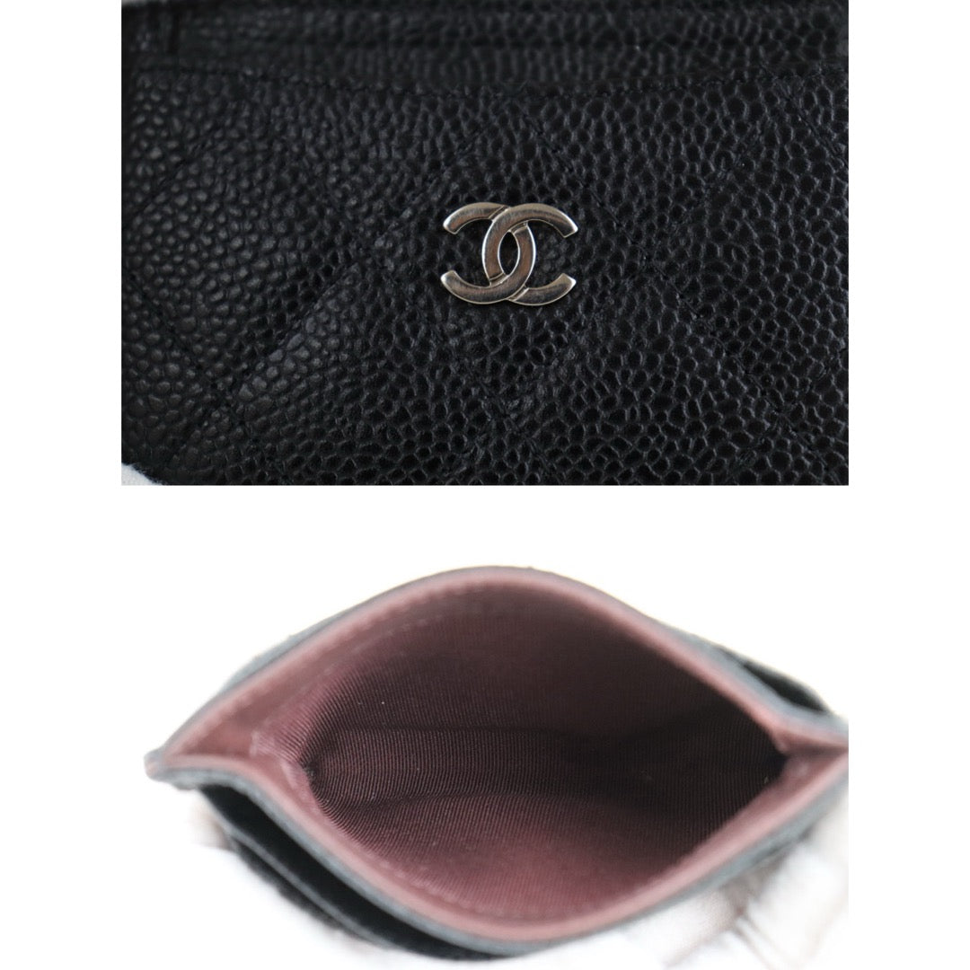 Include Entrupy Certificate of Authenticity｜Very Good ( Rank A)｜CHANEL Caviar Skin Calf Leather Card Holder  Black Made In 2017-2018Year｜S26030817