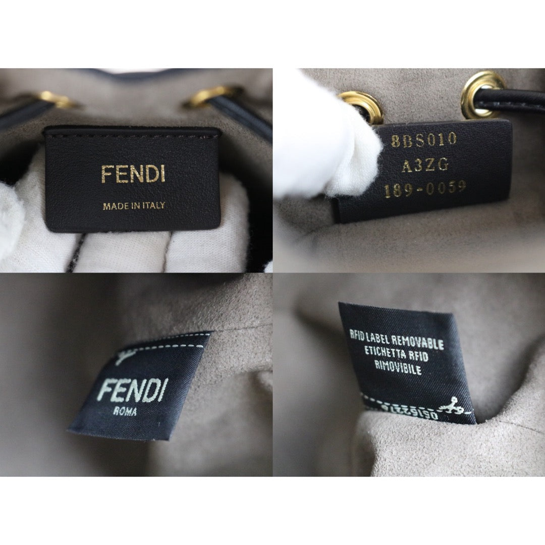 Very Good ( Rank A)｜ FENDI Zucca Calf Leather Mini Mon Tresor Bucket bag Shoulder Bag Brown ｜S25112303