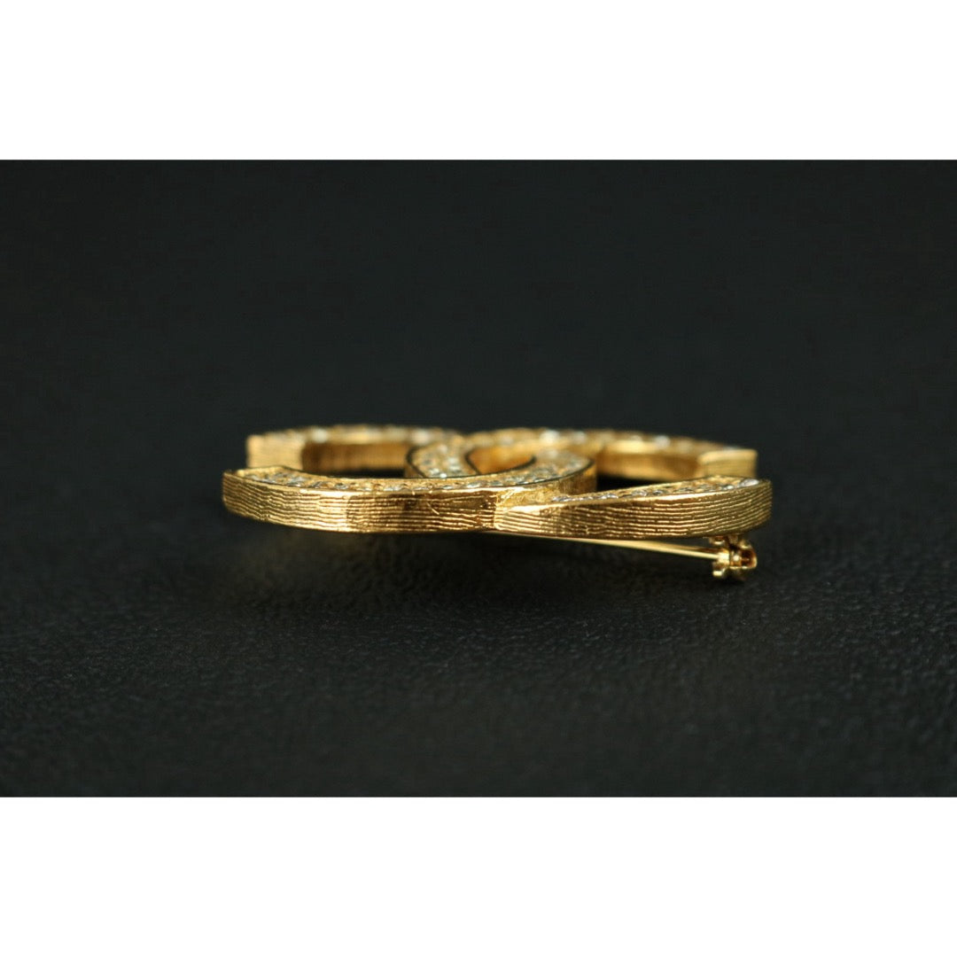 Include Authentic Detective Certificate of Authenticity｜Very Good ( Rank A)｜ CHANEL Vintage Coco Mark Rhinestone Brooch ｜S26051502