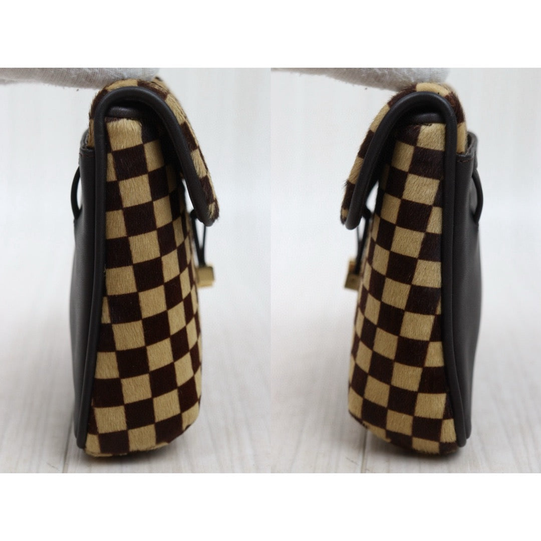 Include Entrupy Certificate of Authenticity｜Very Good ( Rank A)｜ Louis Vuitton Gazelle Damier Sauvage Halaco Shoulder Bag Brown ｜S25021023