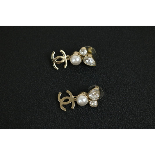 Very Good ( Rank A) ｜CHANEL Pearl COCO Mark Pearl Rhinestone Earrings ｜F25012304