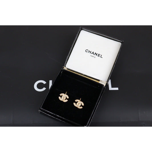 Rank A ｜CHANEL COCO Mark Diamond Vintage Earrings ｜24020821