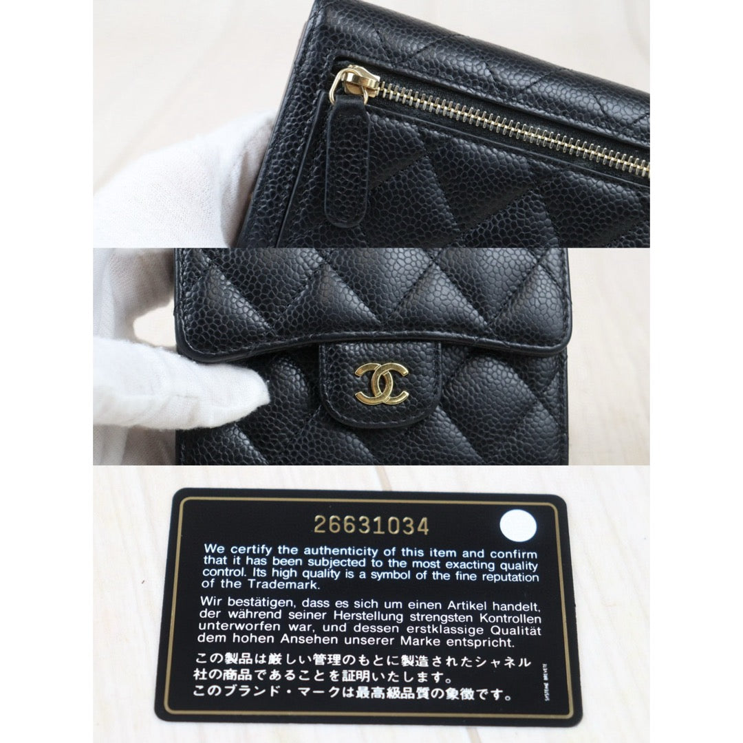 Good ( Rank AB)
｜Chanel Caviar Skin Black Wallet Made In 2018-2019Year｜24081910