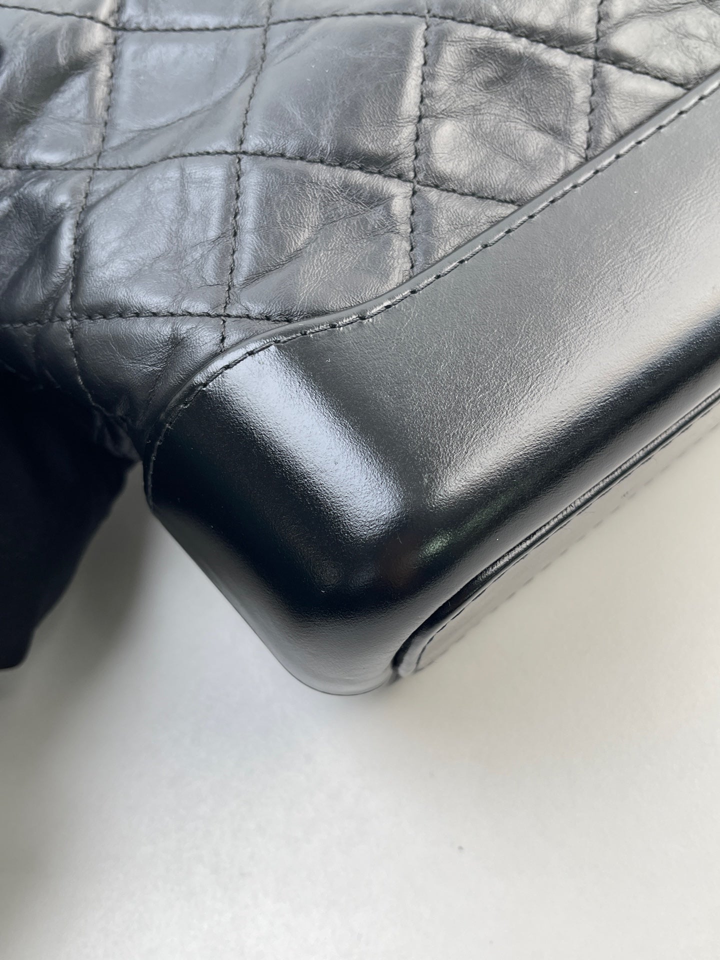 CHANEL PM Gabrielle Calf Leather Handbag Shoulder Bag Black