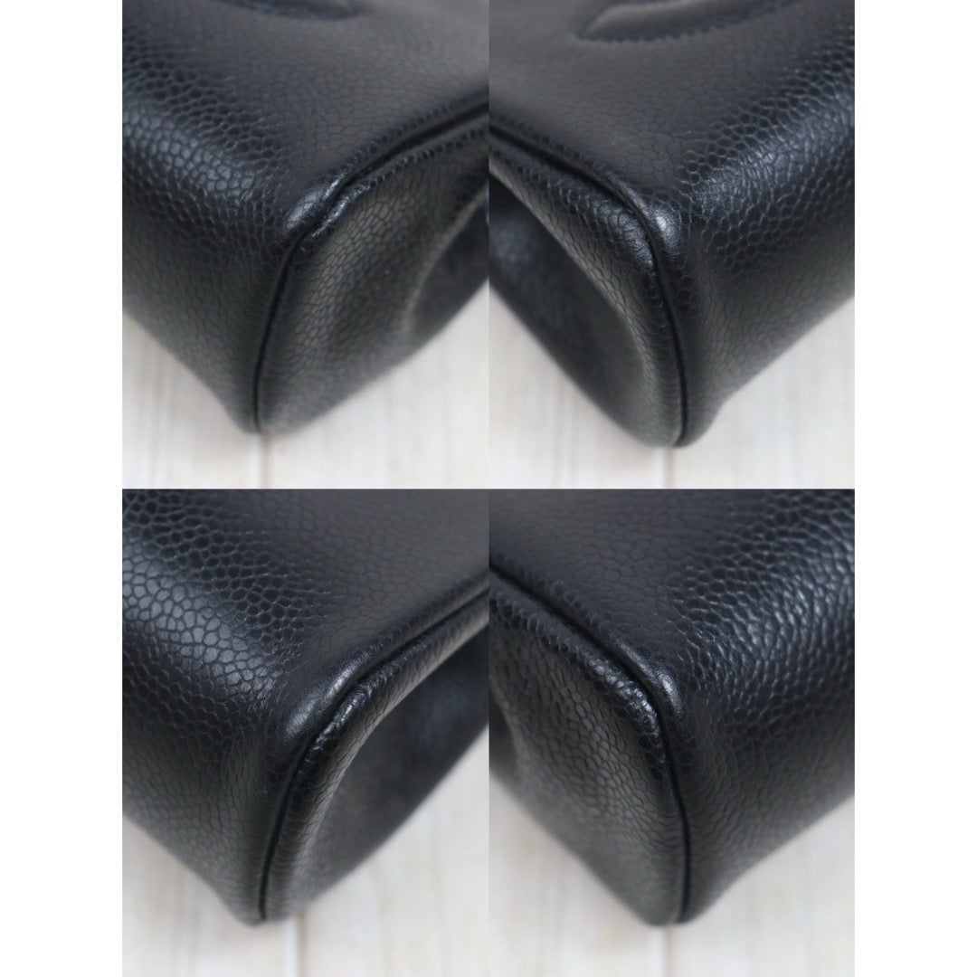 Include Entrupy Certificate of Authenticity｜Very Good ( Rank A)｜CHANEL Caviar Skin Calf Leather Vanity Case Black Made In 1991-1994Year｜26070315