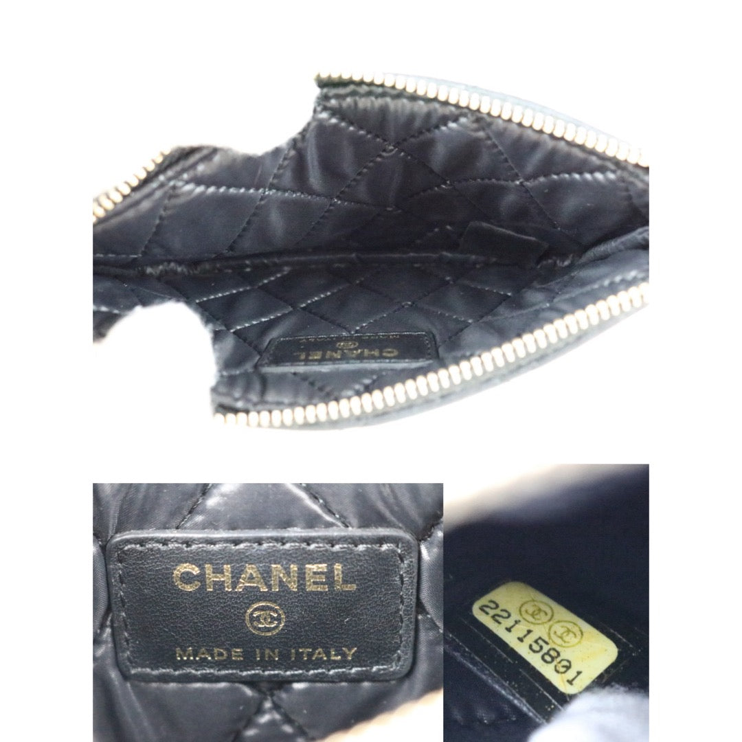 Include Entrupy Certificate of Authenticity｜Very Good ( Rank A)｜CHANEL Lamb Skin Lucky Charm Black Classic Mini Pouch Made In 2016-2017Year｜S26060114