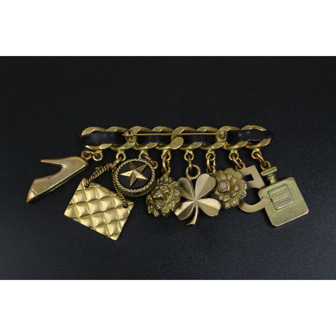 Include Authentic Detective Certificate of Authenticity｜Good ( Rank AB)｜ CHANEL Icon Chain Motif Vintage Classic Brooch ｜Y26040711