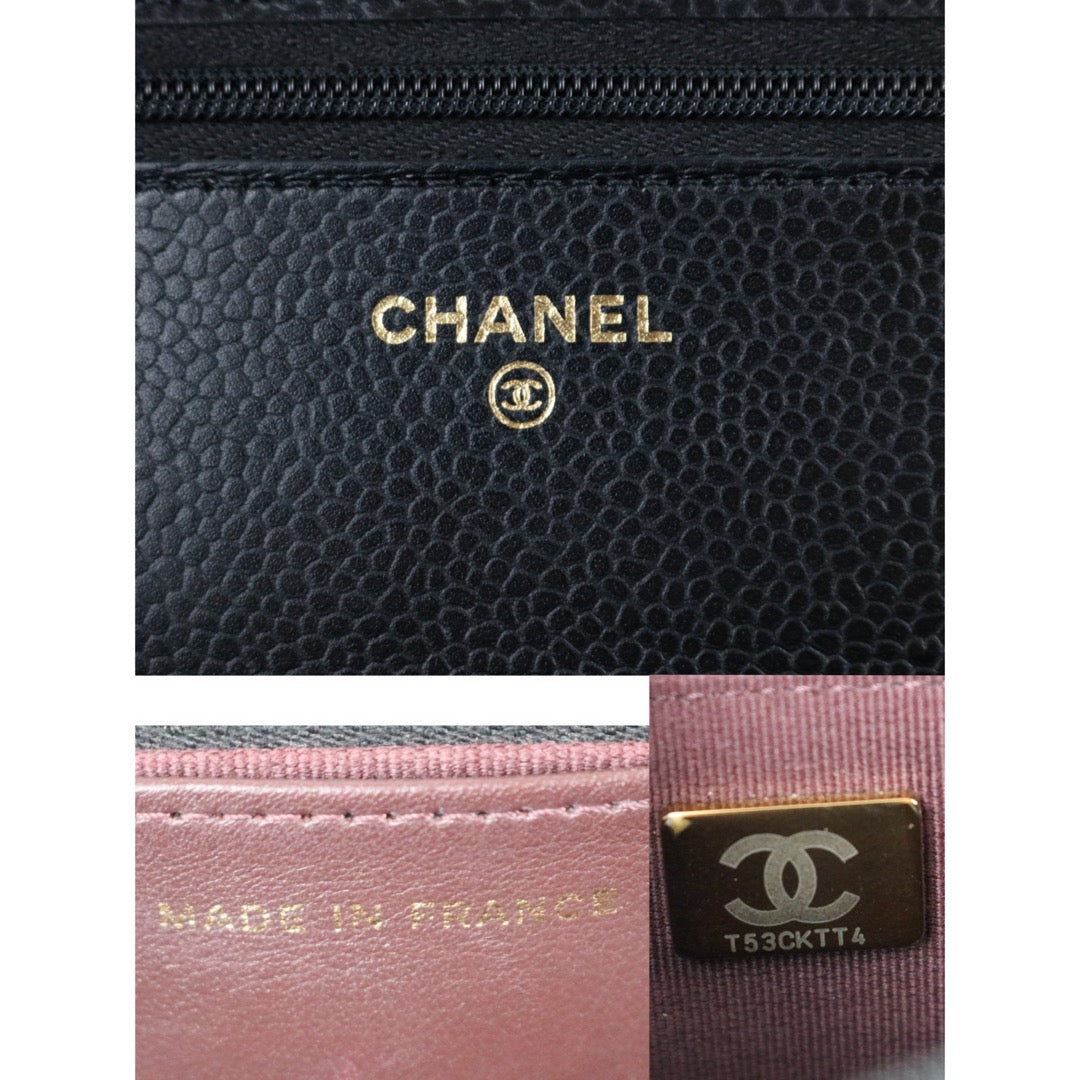Include Entrupy Certificate of Authenticity｜Very Good ( Rank A)｜CHANEL Caviar Skin WOC 19 Chain Bag Black IC Chips Model｜S26072901