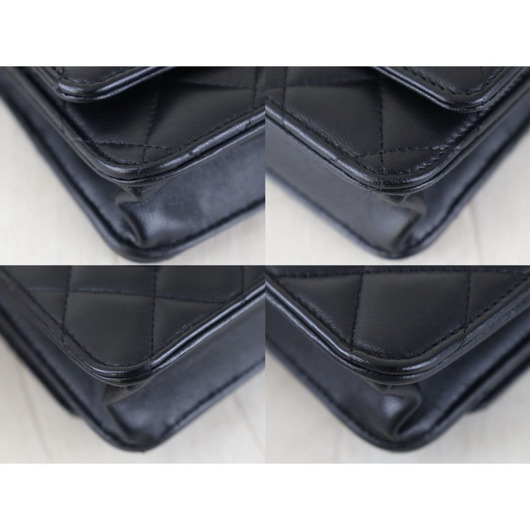 Include Entrupy Certificate of Authenticity｜Very Good ( Rank A)｜CHANEL Lamb Skin WOC Chain Bag Black IC Chips Model｜Z26100802
