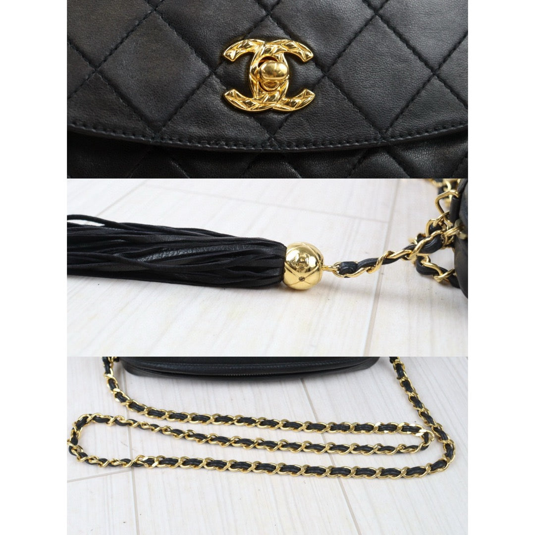 Good ( Rank AB)｜ CHANEL Lamb Skin Shoulder Bag Black  Made in 1991-1994Year ｜24080115