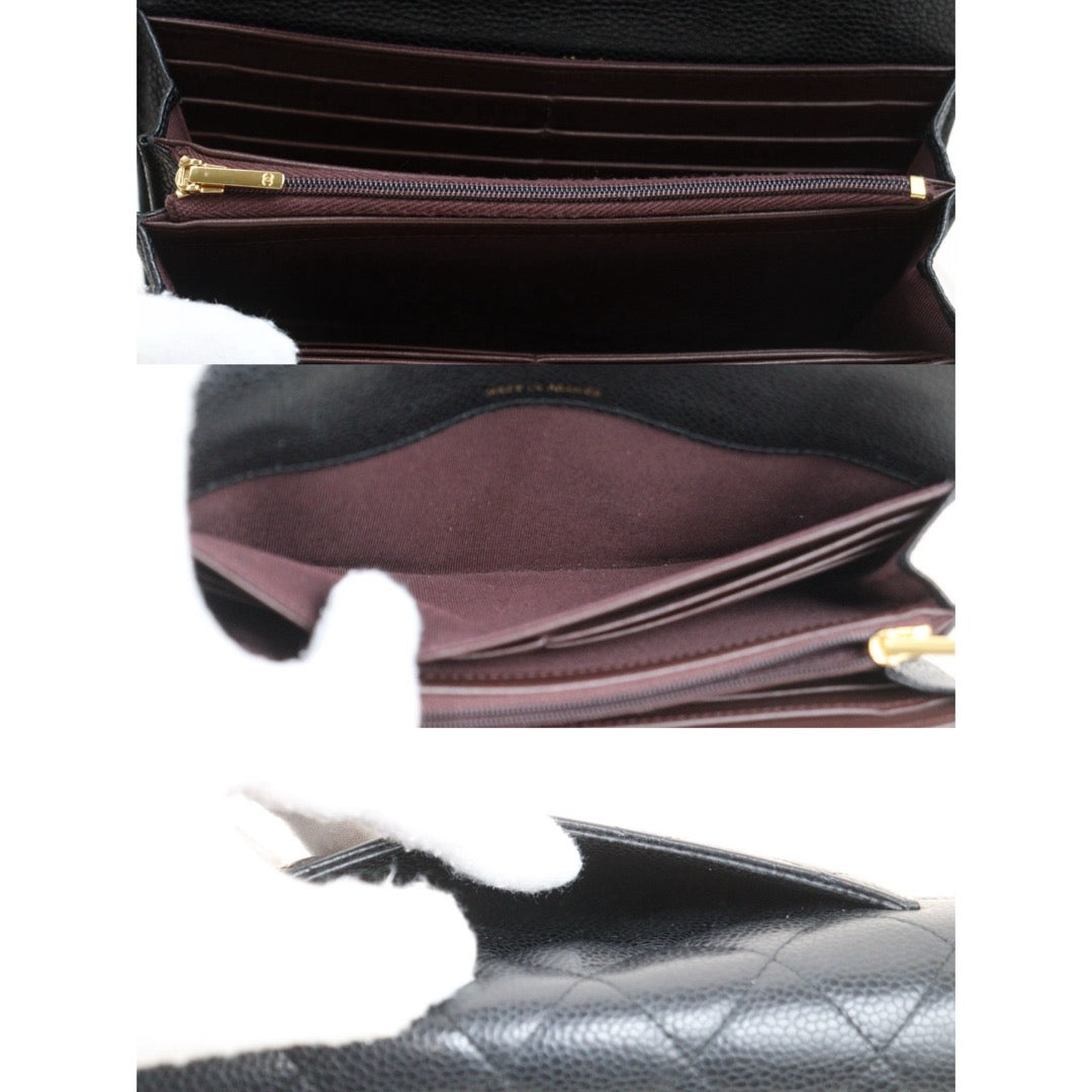 Good ( Rank AB) ｜CHANEL Caviar Skin Black Long Wallet Made In 2019-2020Year｜25112107