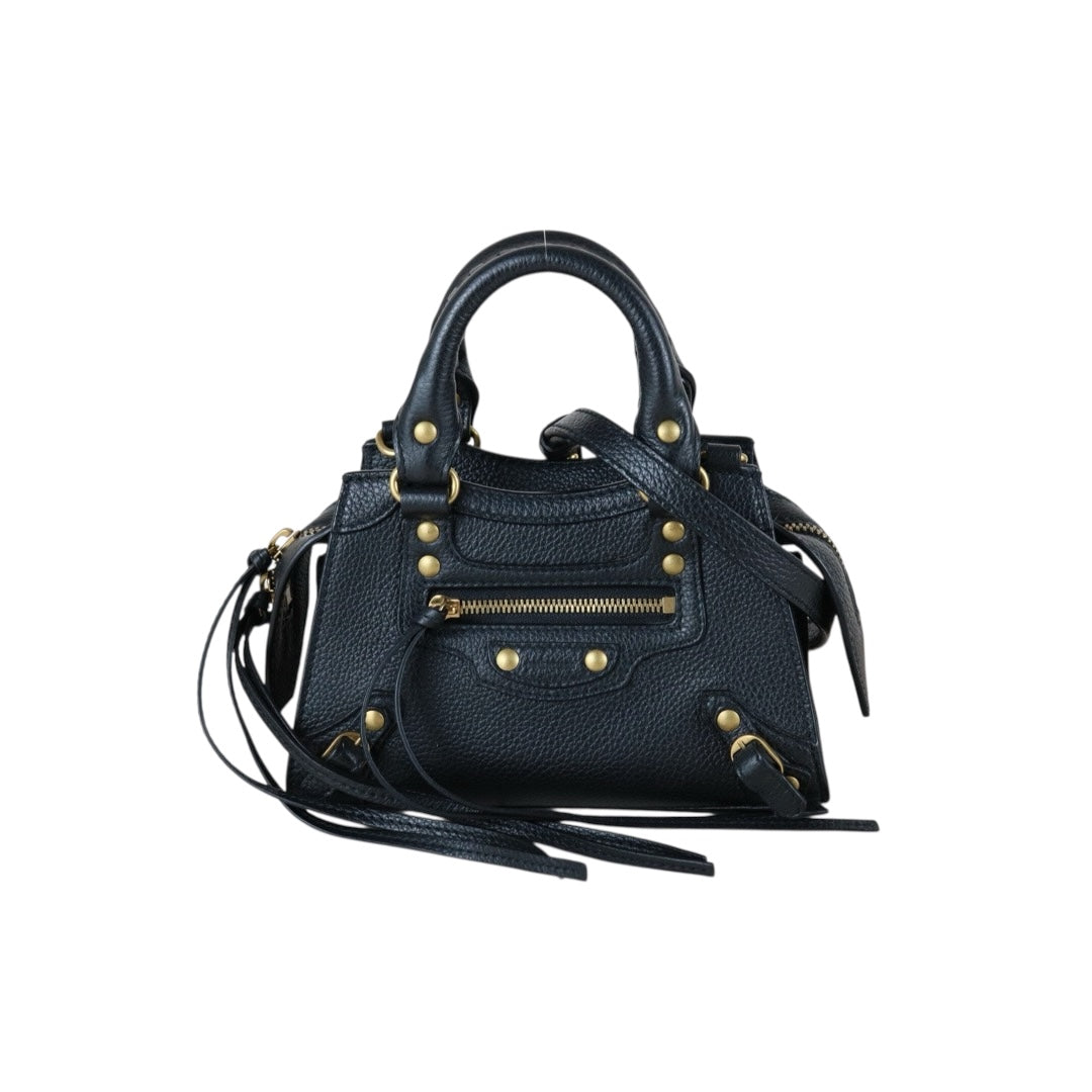 Very Good ( Rank A)｜Balenciaga Calf Leather Mini Neo Classic City Black HandBag Shoulderbag｜S25110331