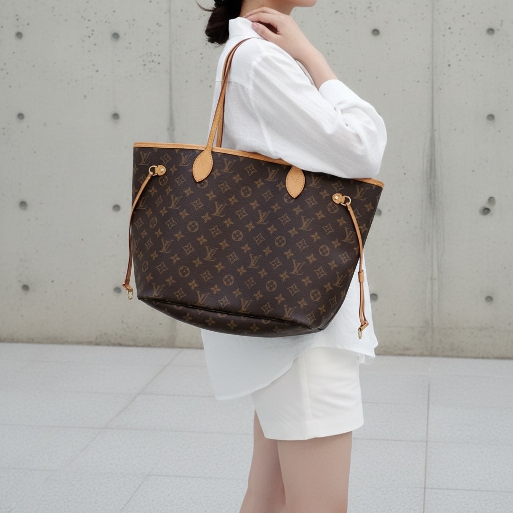 Include Entrupy Certificate of Authenticity｜Good ( Rank AB)｜ Louis Vuitton Monogram Neverful MM ShoulderBag With Pouch  ｜S26030807