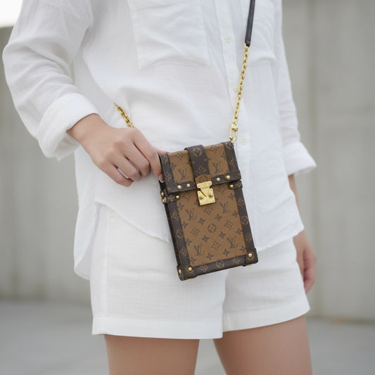 Include Entrupy Certificate of Authenticity｜Very Good ( Rank A)｜ Louis Vuitton  Monogram Trunk  Vertical Pochette Brown IC Chips Model｜X26041108