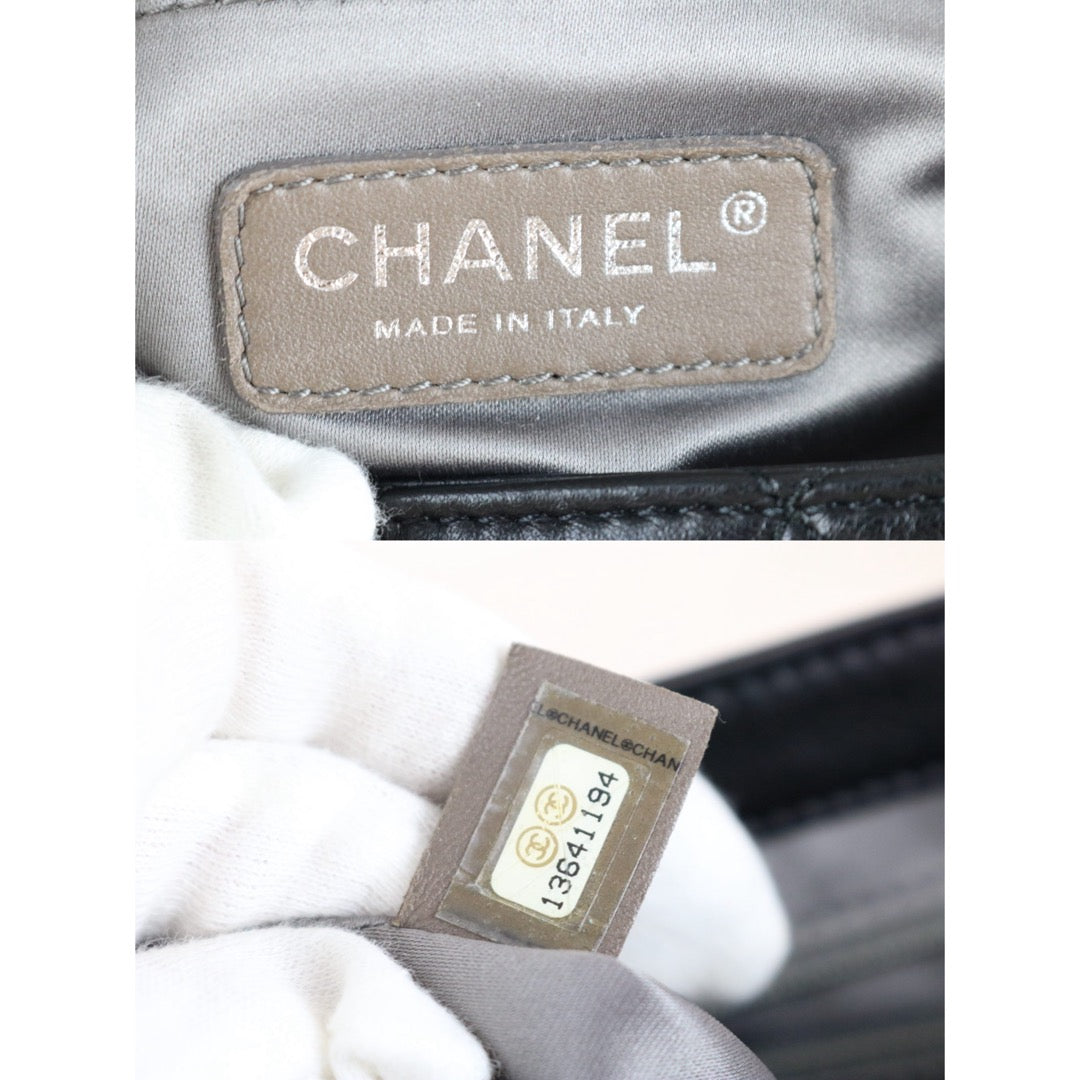 Include Entrupy Certificate of Authenticity｜Good ( Rank AB)｜ CHANEL Lamb Skin Matrasse Chain Single Flap Maxi Shoulder Bag Black Made in 2009-2010Year｜S26011603