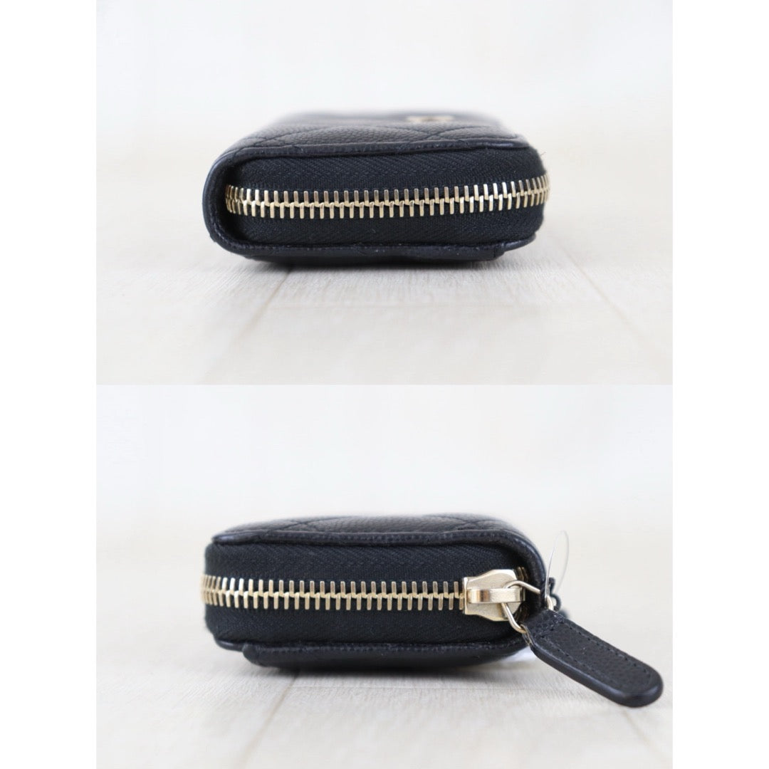Include Entrupy Certificate of Authenticity｜Good ( Rank AB)｜CHANEL Caviar Skin Black Zipper Wallet Made In 2018-2019Year｜Z26101203