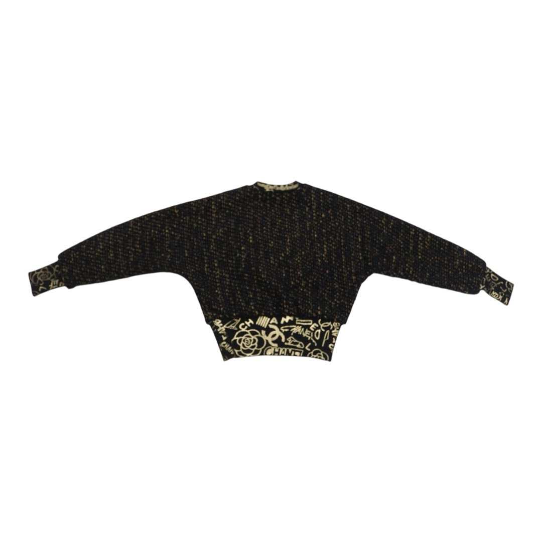 Very Good ( Rank A) ｜ CHANEL 19 Egypt Series Black Graffiti Wool Sweater 36 size  ｜W25102103