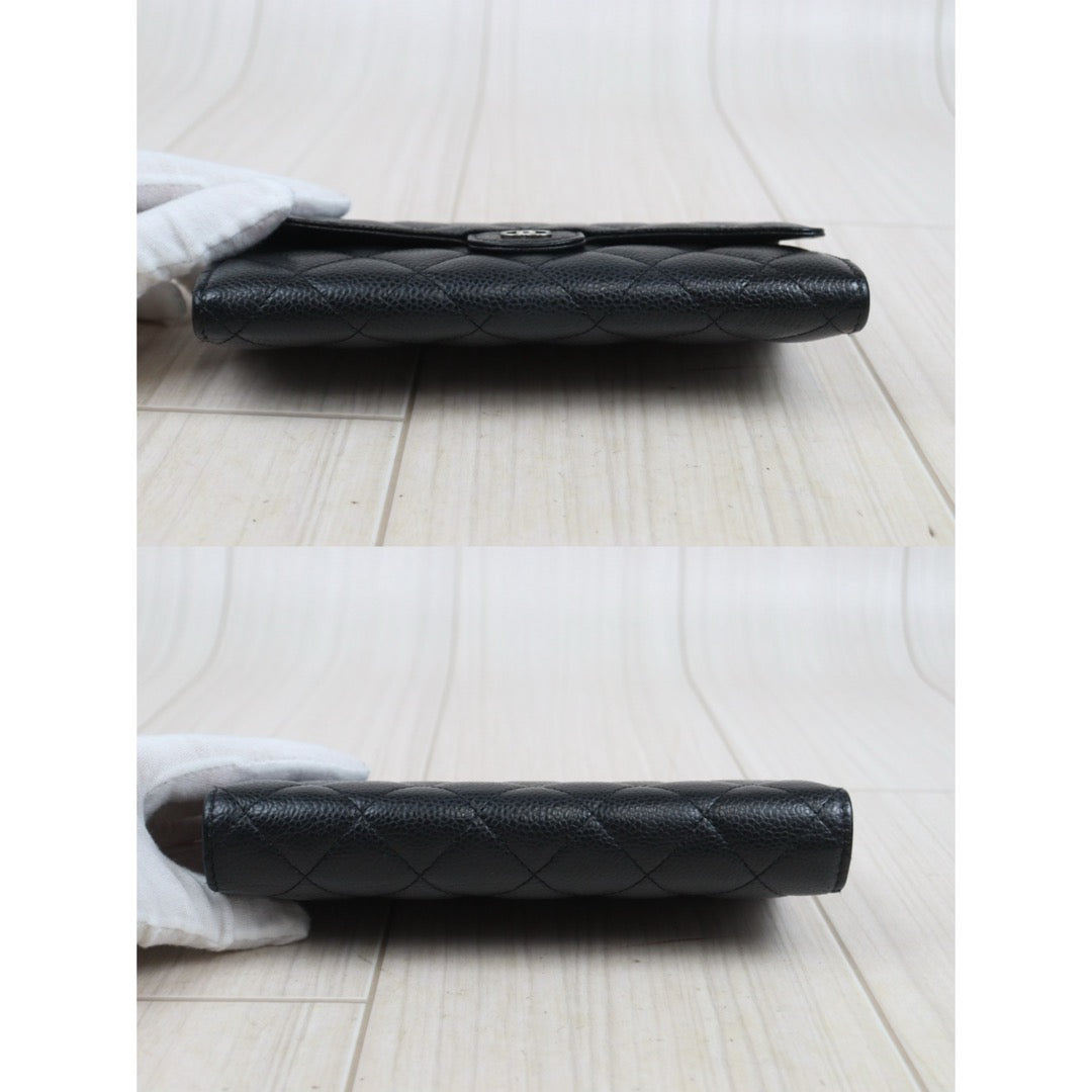 Very Good ( Rank A) ｜Chanel Caviar Skin Black  Wallet Made In 2015-2016 Year ｜25100715