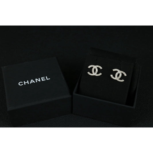 Include Authentic Detective Certificate of Authenticity｜Very Good ( Rank A)｜ CHANEL A14V COCO Mark Rhinestone Earrings Made In 2014Year｜S26050712