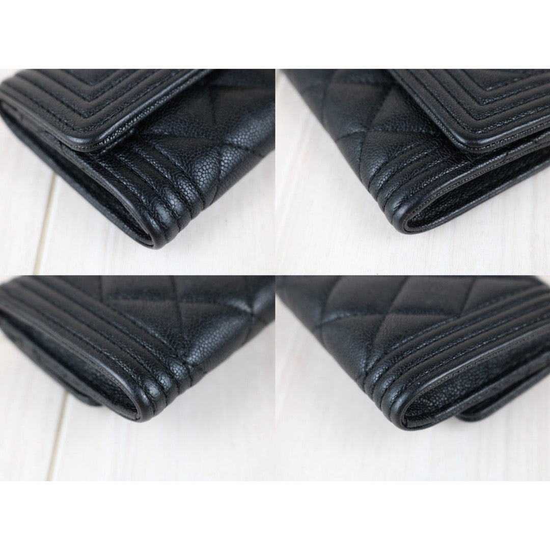 Include Entrupy Certificate of Authenticity｜Excellent（Rank SA）｜Full Set Chanel Caviar Skin Black Leboy Card Holder Made In 2019Year ｜X26051703