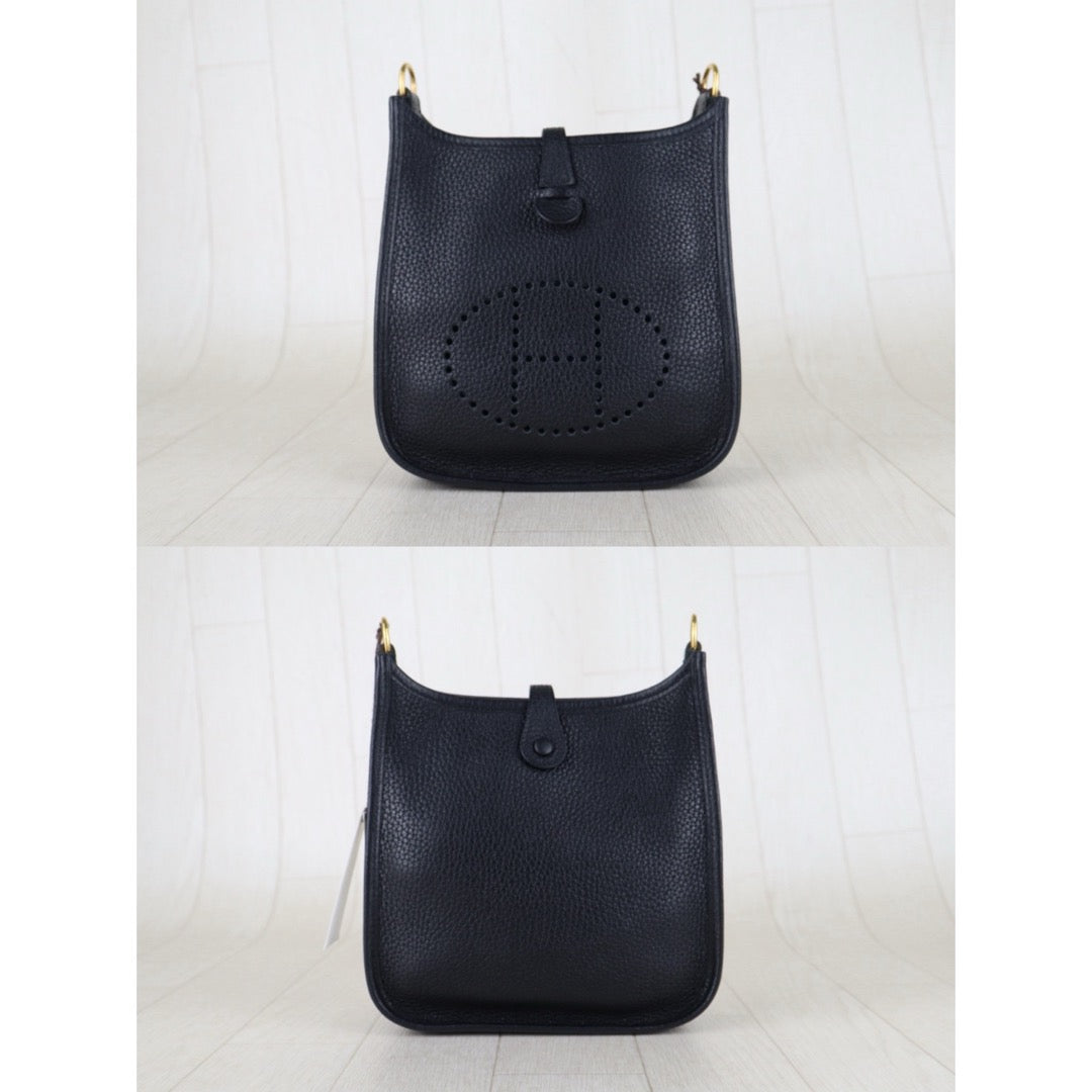 Include Entrupy Certificate of Authenticity｜Very Good ( Rank A)｜ HERMES TC Leather Mini Evelyn 16 Shoulder Bag Black Y Stamp Made In 2020Year｜S26030828