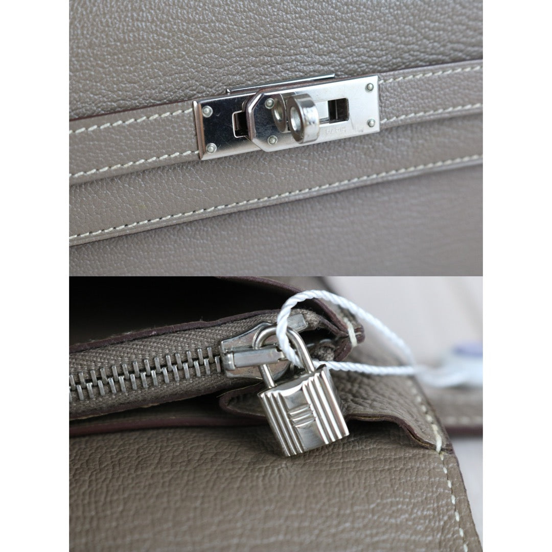 Excellent（Rank SA)｜ HERMES Epson Skin Kelly Wallet Blue Jean □Q Stamp Made In 2013Year｜W25081404