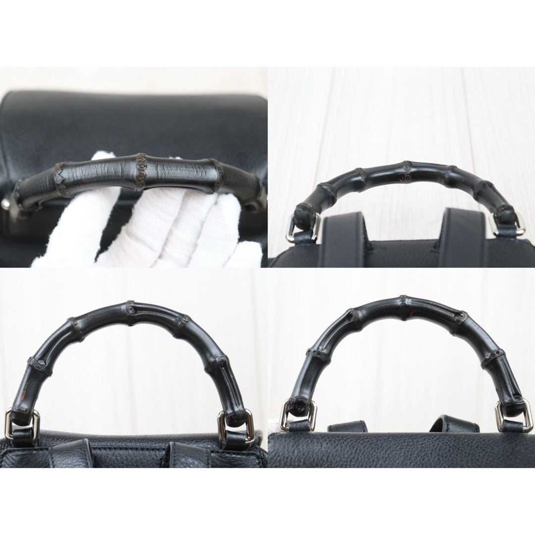 Very Good ( Rank A) ｜GUCCI Bamboo Leather Tassel Backpack GM Black｜25061007