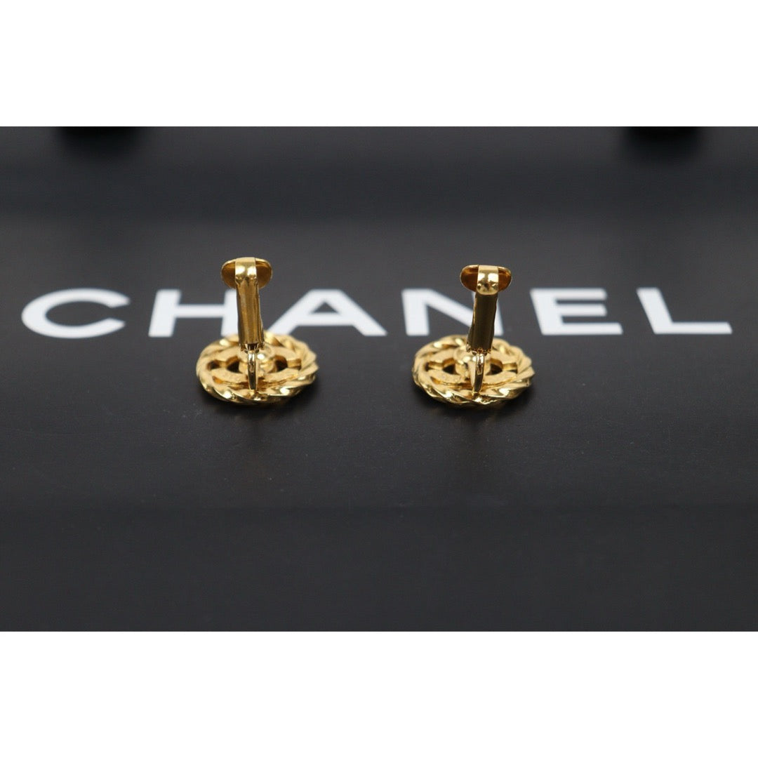 Include Authentic Detective Certificate of Authenticity｜Very Good ( Rank A) ｜ CHANEL  Coco Mark Golden Plated Rhinestone  Earrings ｜26030502