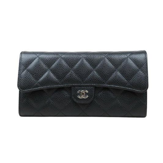 CHANEL  Excellent（Rank SA）｜CHANEL Caviar Skin Black Long Wallet Made In 2019 - 2020 Year｜24122302